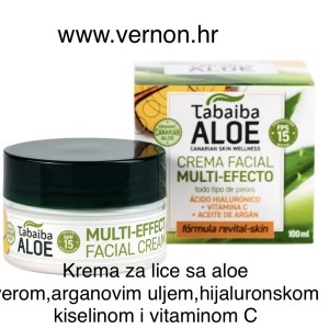 TABAIBALOE MULTI EFFECT FACIAL CREAM WITH ALOE VERA,ARGAN OIL,HYALURONIC ACID & VITAMIN C TABAIBALOE KREMA ZA LICE SA VIŠESTRUKIM UČINKOM S ALOE VEROM, ARGANOVIM ULJEM,HIJALURONSKOM KISELINOM I VITAMINOM C 100 ml