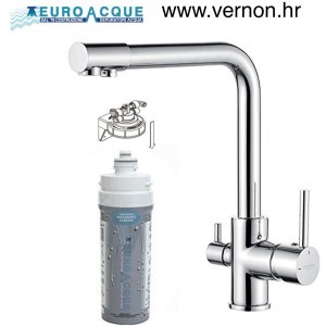 Pročišćivač vode RIVER ARGENTO KARGENT3N Komplet za mikrofiltraciju pitke vode s 3-smjernom slavinom MADE IN ITALY NANO SILVER Uklanja neugodne okuse, mirise i sve neželjene tvari poput klora i njegovih derivata, trihalometana, atrazina, pestici BEZ BUŠEN
