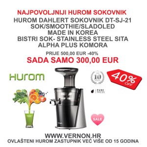 SUPER AKCIJA 40 %  POPUSTA HUROM DAHLERT DT-SJ-21 NOVA ALFA PLUS KOMORA SLOW JUICER 3 U 1 SITO SOK,SMOOTHIE,SLADOLED, HLADNA PREŠA