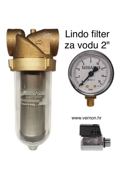 SUPER AKCIJA 25 % POPUSTA EUROACQUE LINDO BIOS LINDONUE MESINGANI SAMOČISTEĆI CIKLONSKI FILTER ZA VODU IZ BUNARA I VODOVODA 2"ZA PITKU VODU DO 65° C