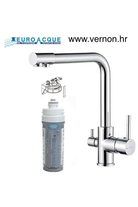 Pročišćivač vode RIVER ARGENTO KARGENT3N Komplet za mikrofiltraciju pitke vode s 3-smjernom slavinom MADE IN ITALY NANO SILVER Uklanja neugodne okuse, mirise i sve neželjene tvari poput klora i njegovih derivata, trihalometana, atrazina, pestici BEZ BUŠEN