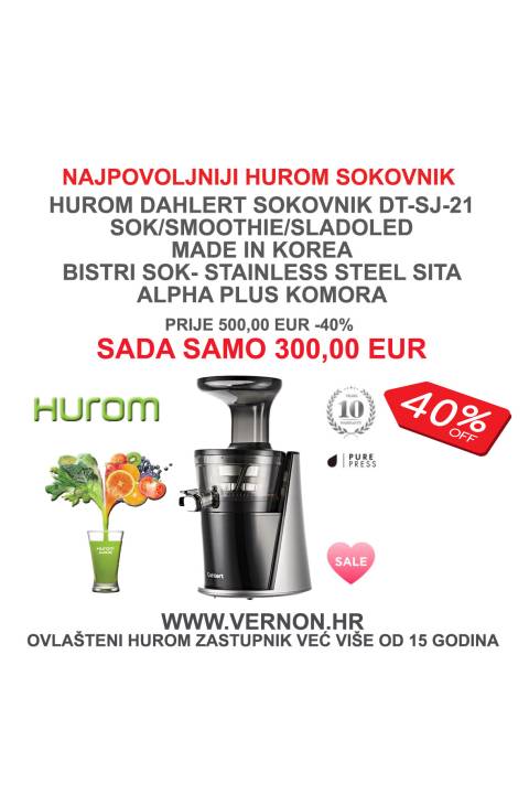 SUPER AKCIJA 40 %  POPUSTA HUROM DAHLERT DT-SJ-21 NOVA ALFA PLUS KOMORA SLOW JUICER 3 U 1 SITO SOK,SMOOTHIE,SLADOLED, HLADNA PREŠA