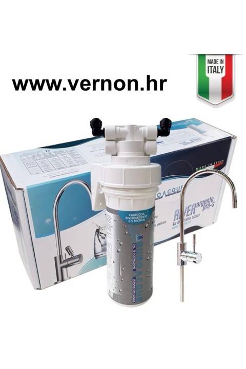 SUPER AKCIJA 30 % POPUSTA  EUROACQUE RIVER ARGENTO PRO SILVER MADE IN ITALY Komplet za mikrofiltraciju pitke vode, uključena LED slavina Uklanja neugodne okuse, mirise i sve neželjene tvari poput klora i njegovih derivata, trihalometana, atrazina, pestici