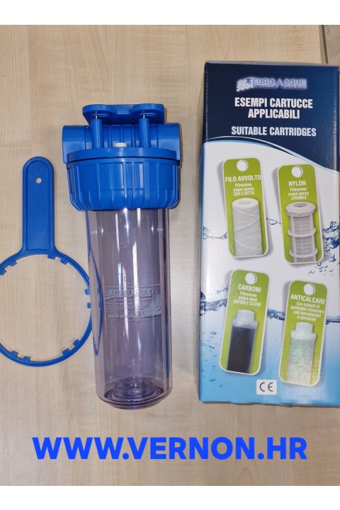 Euroacque plavi blue complete plastični filter za vodu sa setom za montažu na zid za 10-inčni uložak 3/4" priključak ženski za kuću ili stan
