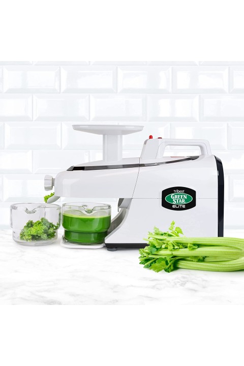 Tribest Greenstar Elite -  sokovnik za sporo hladno cijeđenje soka Greenstar® Elite Jumbo Twin Gear Ekskluzivna magnetska i biokeramička tehnologija