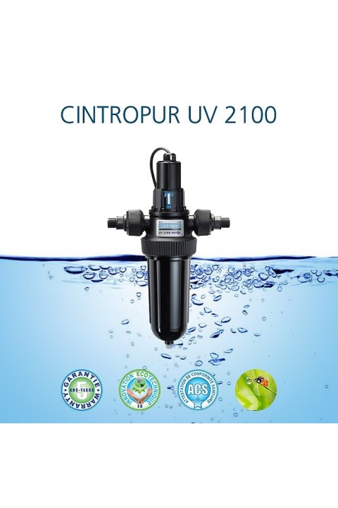 CINTROPUR ULTRALJUBIČASTI STERILIZATOR VODE  UV 2100 3/4″ + 1″ STERILIZACIJA  LAMPOM OD 25W SA PROTOKOM  DO  1,7m³/h